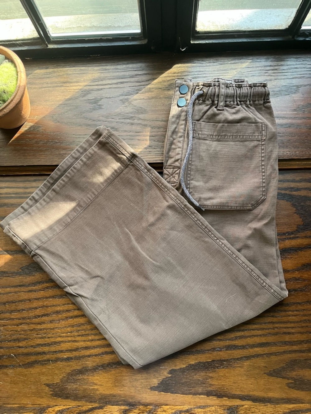 Drawstring Pilcro Pants in Taupe